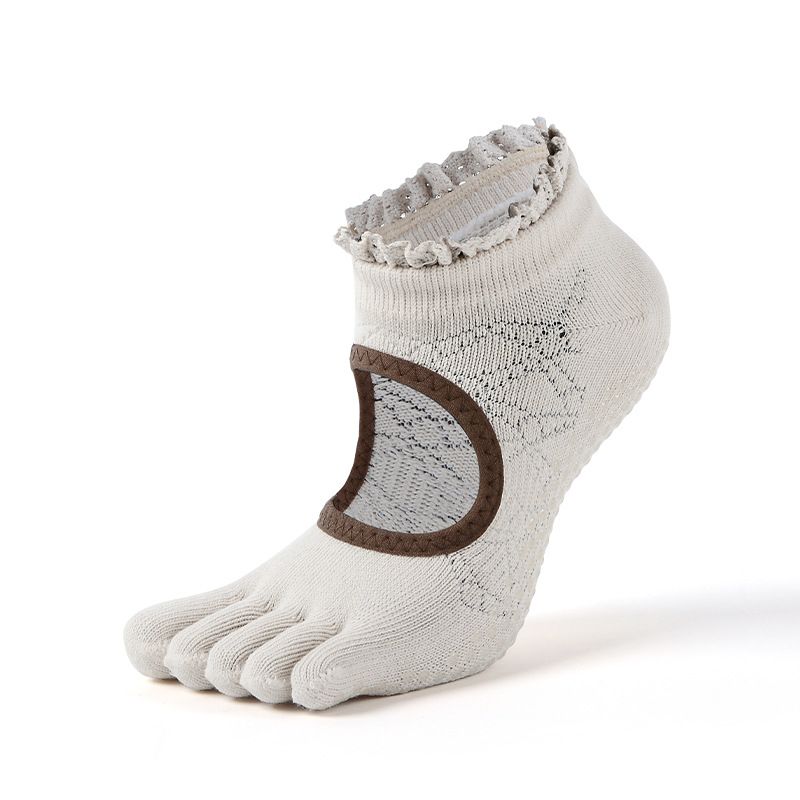 

Meikan Instep Showing Indoor Fitness Yoga Socks White tea