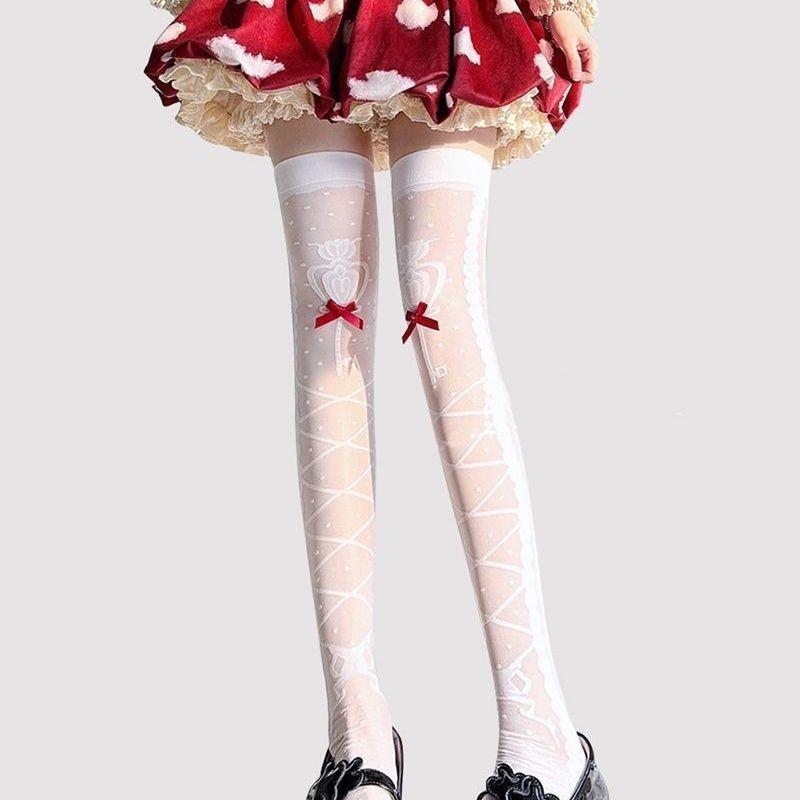 Lolita Pantyhose, Sweet And Uncropped Pineapple Bottoming Socks, Pure Desire Stitching, Small Floral Stockings