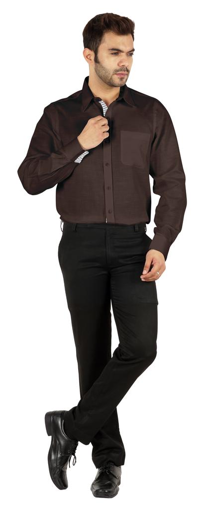 BestMan Formal Classic Button Down Cotton Shirts Inner Contrast Regular Fit Office Shirt For