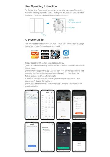 TUYA Zigbee Wireless Four-Button Scene Switch Compatible with Google Home & Alexa