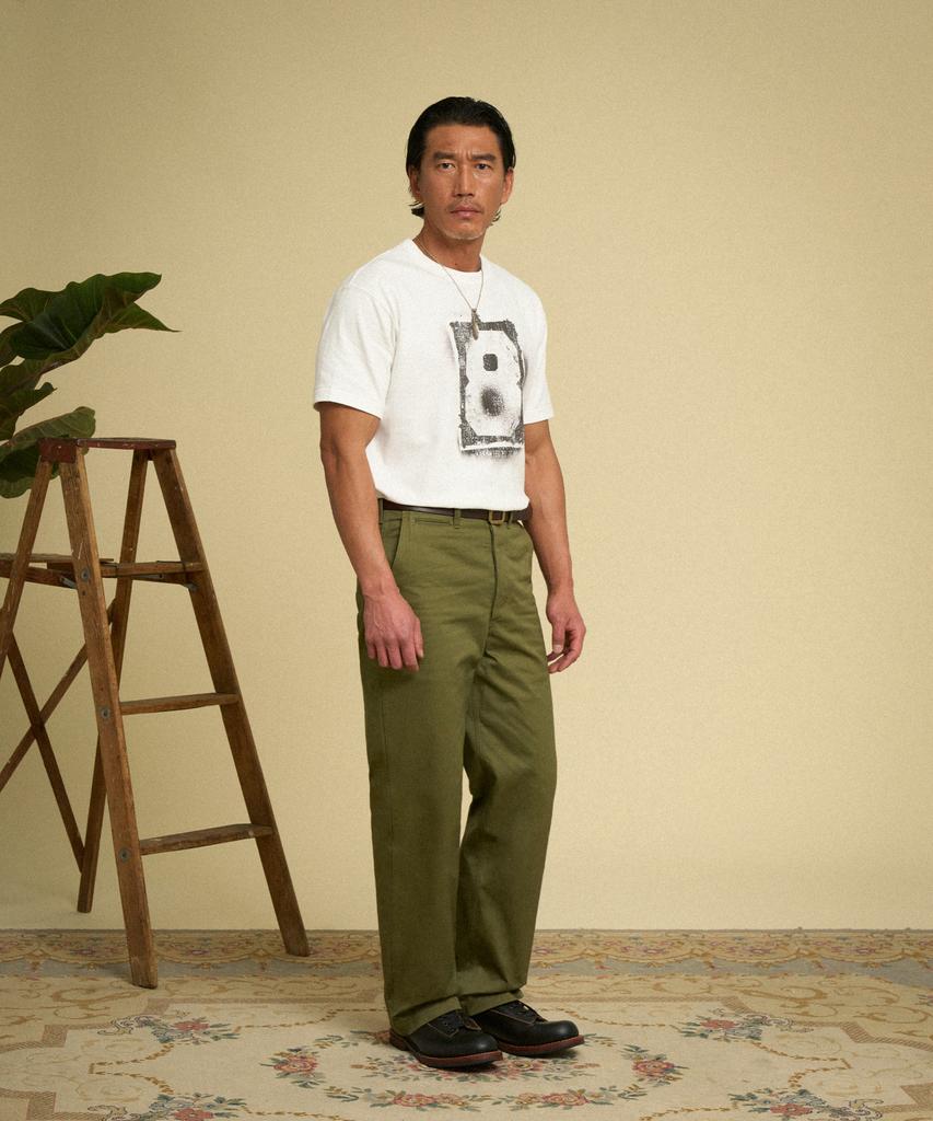 Beulonseun Spray Number Loopwheeled Graphic Tee White