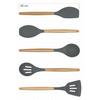 Lingo 5-teiliges Küchen- und Kochutensilien-Set aus Silikon mit Bambusgriff, Grau