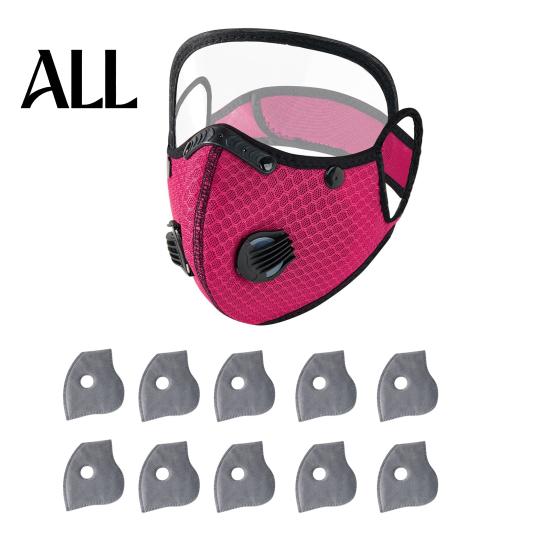Breathable Cycling Mask Reusable Carbon Filter Dust with Adjustable Goggles, 6-Layer Face Guard 10 Filters, Protection Breathing Valve, Eye