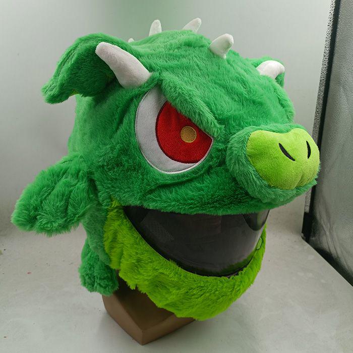 Plüsch Cartoon Drache Motorrad Helmbezug - Grüner fliegender Drache