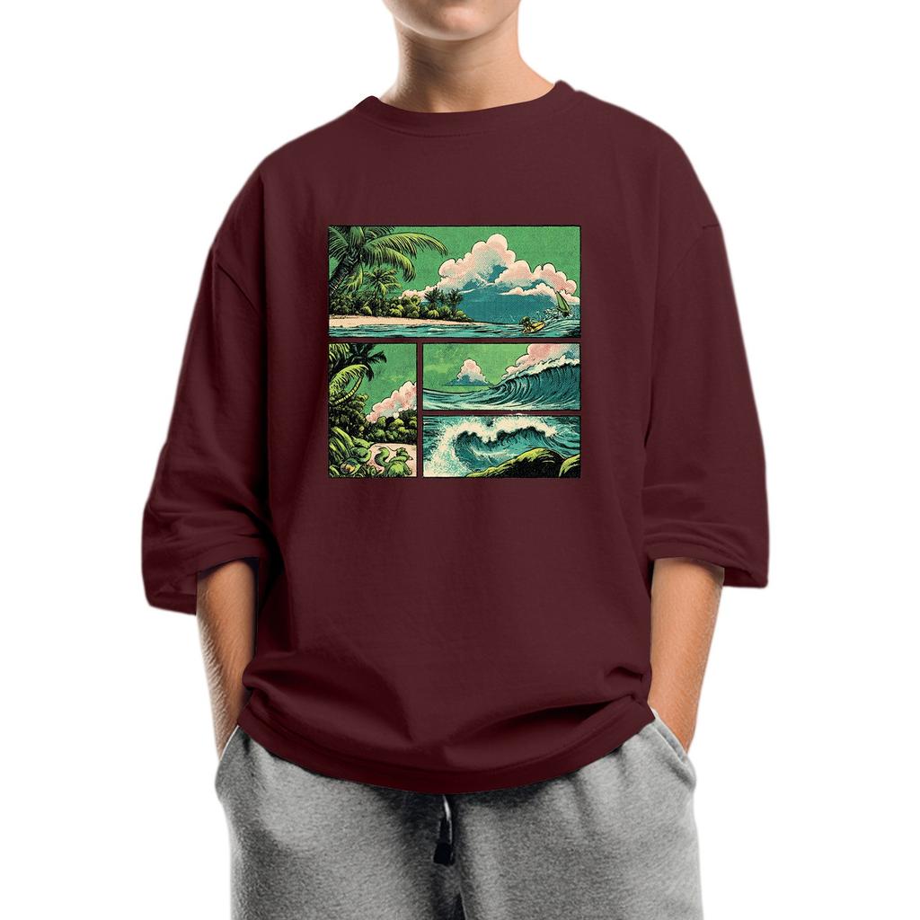 Children's Fashion Printed Round Neck Seven Sleeve Top Casual T-Shirt