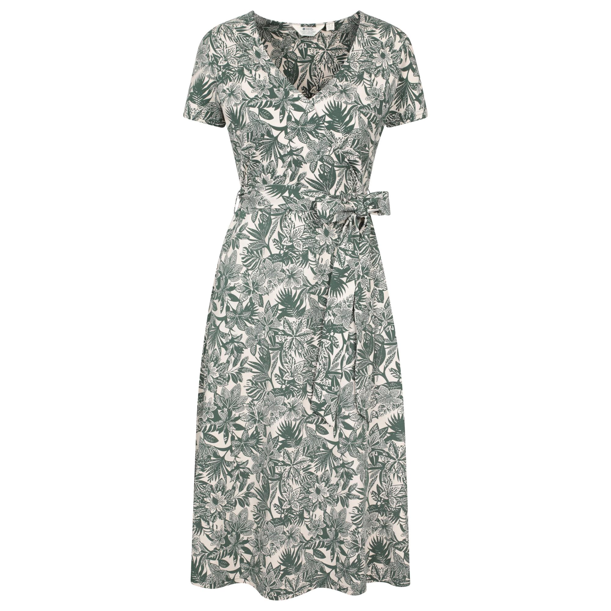 Vestido midi cruzado con estampado floral Santorini para mujer de Mountain Warehouse 14 UK verde/caqui