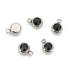Stainless Steel Birthstone Lucky Stone Birthstone Pendant Diamond Flat Mouth Welding Ring DIY Necklace Bracelet Accessories