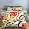 Sushi-Themed Three-Piece Set Decor Soft Skin-Friendly Bedding Set Includes 1 Duvet Cover And 2 Pillowcase Gift