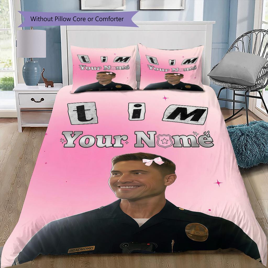 The Rookie Benutzerdefinierter Name Muster Bettwäsche Steppdecke Set Bettbezug Kissenbezug Zuhause Geburtstagsgeschenk(1 Bettbezug + 2 Kissenbezüge, ohne Füllung)