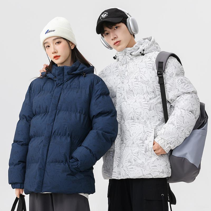 Herren Baumwollkleidung ist im Winter locker und verdickt, warme Jacken, trendige Baumwolljacken in großen Größen und Ahornblatt-Taschen.