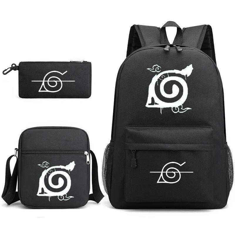 Anime Naruto Starry Sky Teen Student School Bag Three-Piece Set Men'S And Women'S Backpacks Satchel Pencil Bag