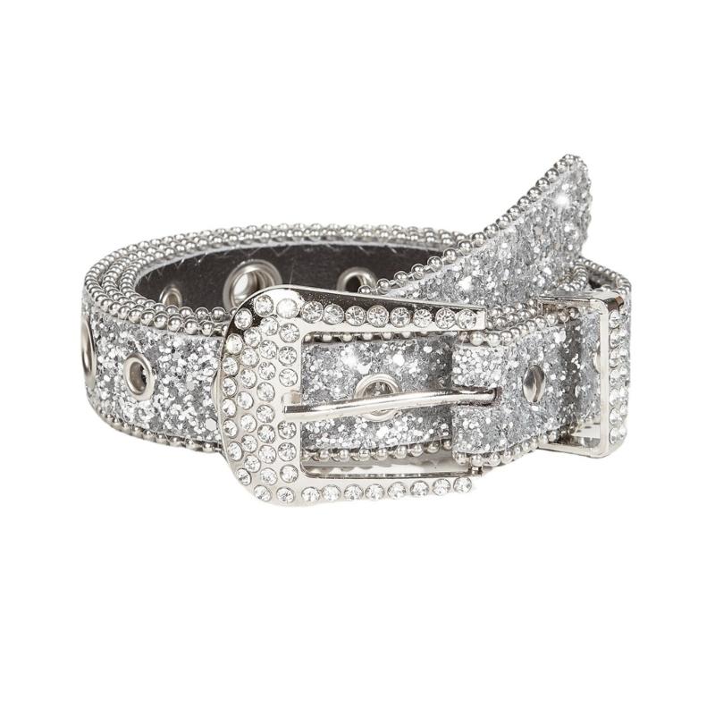 Adjust Pin Buckle Diamond Waist Belt Adult Western Full Sequin Adjustable Belt 1