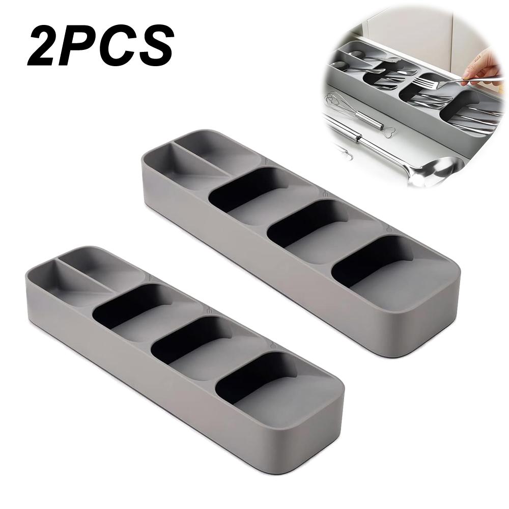 Multi-purpose Cutlery Storage Tray Cutlery Fork Spoon Compartmentalized Organizer Kitchen Drawer Categorized Storage Boxes