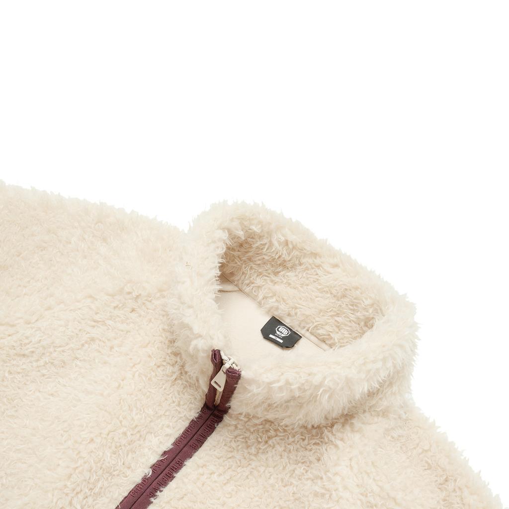 Li-Ning Knitted Lambswool Letter Embroidered Fleece Jacket Men Outerwear Gravel-Gray AFDT885-1
