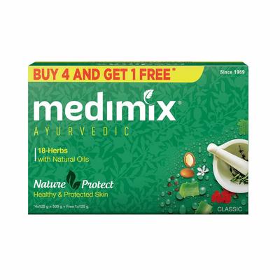 Medimix Ayurvedische Klassische 18 Kräuter Badeseife 125g (Kaufe 4, erhalte 1 EXTRA Packung) | Natürliche Öle für gesunde & geschützte Haut