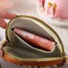 With Key Chain Canvas Mini Double Layers Zipper Card Holders Leather Bag Women Coin Purse Wallet