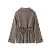 Womens Commuter Style Plaid Double-Breasted Trench Coat Mid-Long Thick Outerwear