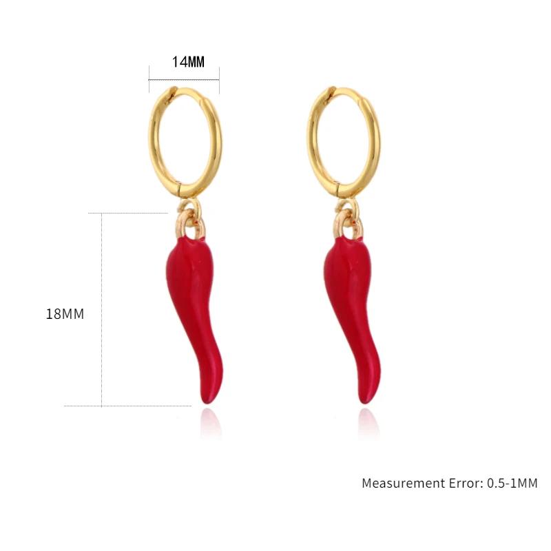 Red Filled Chili Enamel Cute Pendant Drop Earrings For Women Fashion Gold Color Chains Necklaces Jewelry Set