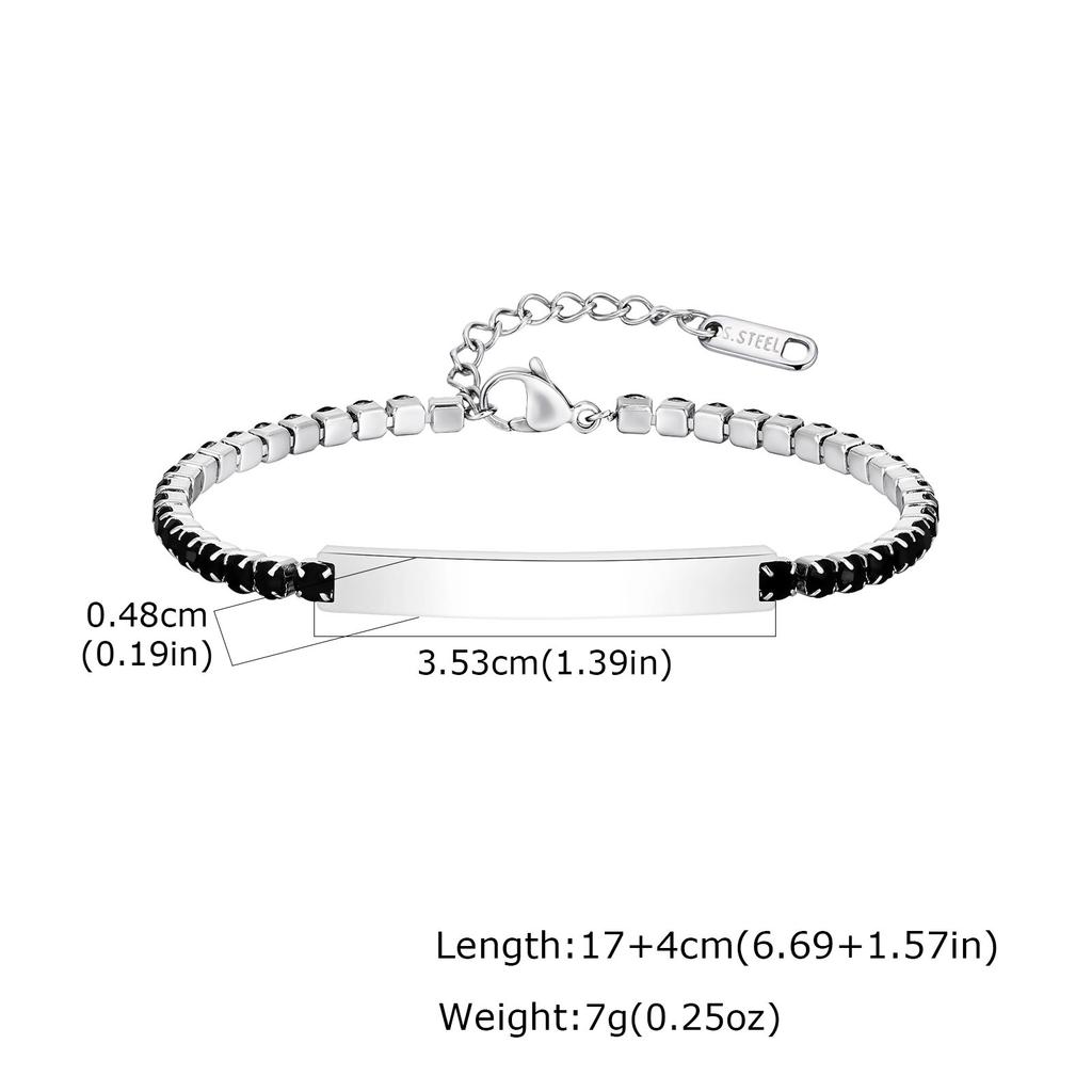 Maßgeschneidertes Tennisarmband für Männer Jungen, Stilvolles Wasserdichtes Schwarzes Zirkon Armband, Jubiläums Schmuck Geschenk