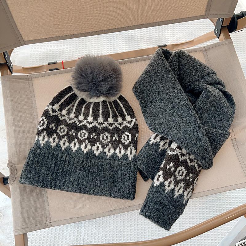 

Комплект из 2 предметов: детская зимняя шапка, шарф, ретро-шапка с помпоном, детский утеплитель для шеи, вязаная детская шапка, рождественские детские шапки, комплекты 2-8 лет серый