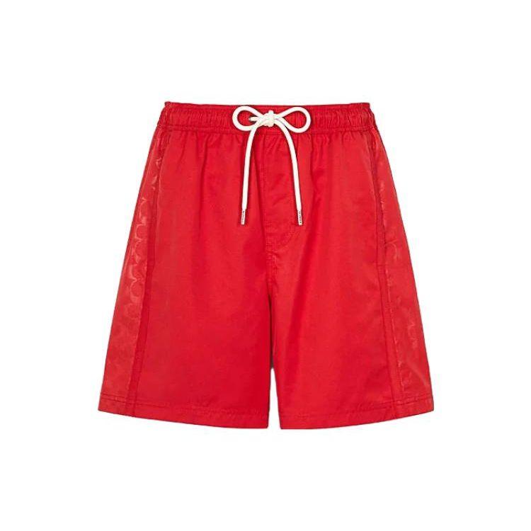 

Coach Solid Logo Print Lace-Up Casual Beach Shorts Men bottoms Red C3048-SIJ M