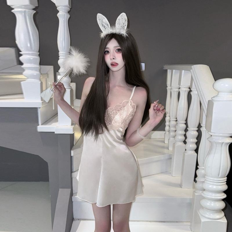 

Ледяная ночная сорочка на подтяжках, сексуальная, для секса, женская, для кровати, горячая, с глубоким вырезом, соблазнительное нижнее белье, кружевная ночная сорочка one size fits all белый