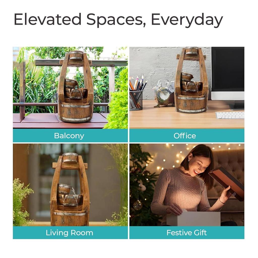 Polyresin Water Fountain for Home Decor with LED Lights | Indoor Decor for Living Room, Tabletop, Hall