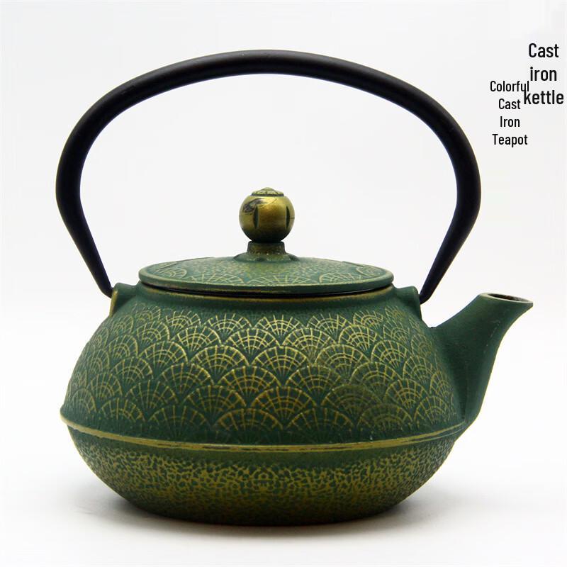 Chaxun Pine Leaf Enamel Cast Iron Teapot, 800ml
