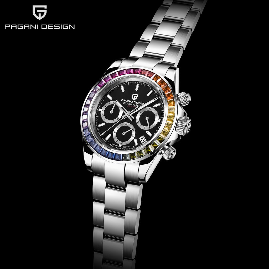 Pagani Design Ny TOP Merke luksus herreklokke med boks Multifunksjon 30M vanntette lysende herrekvartsklokker