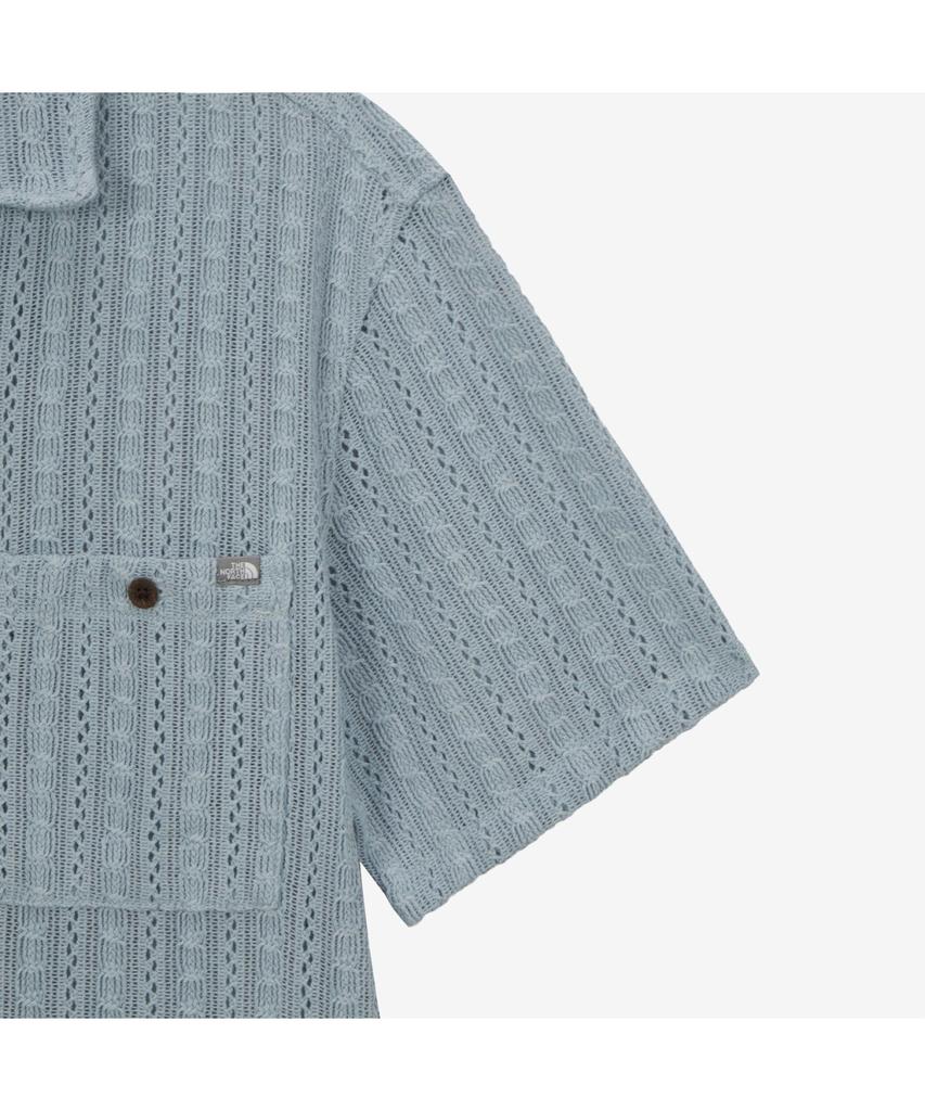 Noseupeiseu Nh8Ss08B Men'S Crochet Short Sleeve Shirt Blue Gray