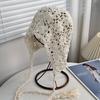 New handmade hollow knitted wool hat women's spring and autumn thin breathable face small ethnic style fringed pullover hat