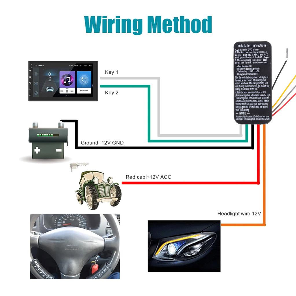 Compact Car Steering Wheel Accessory Remote Control Car Steering Wheel Command Unit Car Spare for Multimedia Devices