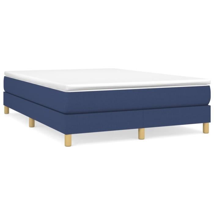 VidaXL Lit à sommier tapissier avec matelas Bleu 140x190 cm Tissu 3144173