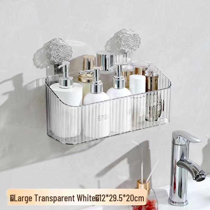 Punch-Free Suction Cup Wall-Mounted Bathroom Storage Rack