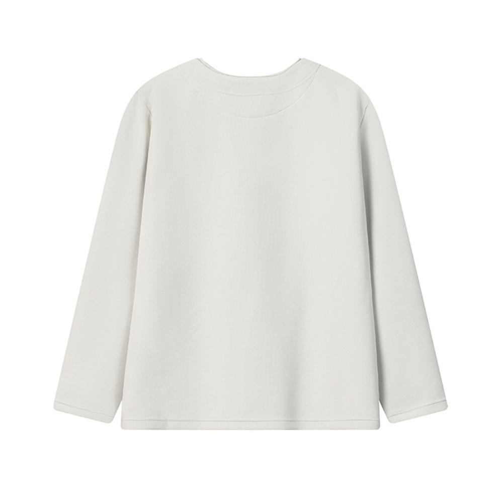 FILA White Minimalist Fashion Trendy Casual Versatile Comfortable Knitted Long Sleeve T-Shirt Men Tops Steam-Grey F11M613221FGY