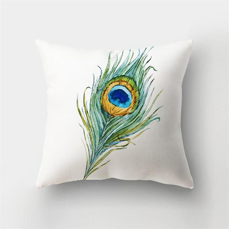 Peacock Feather Printed Pattern Cushion Cover for Home Living Room Sofa Car Bedroom Decoration Pillow Cover