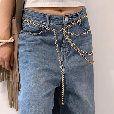 Trendige Vintage Damen-Hüftkette Gold Silber Punk Quaste Hüftkette Mehrschichtig Metall Hip Hop Hüftkette für Damen