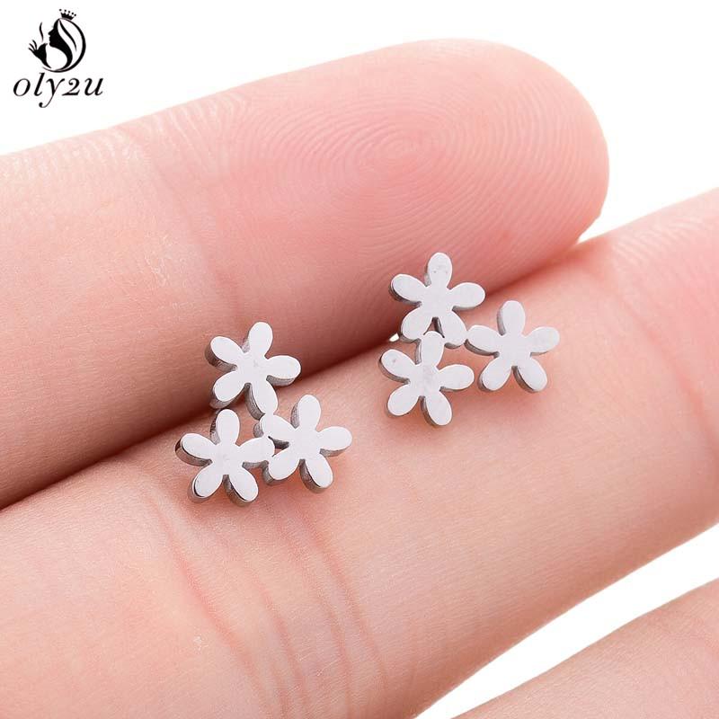 Bohemia Plant Stainless Steel Earrings Women Apple Cherry Leaf Mushroom Flower Stud Earring Piercing Jewelry