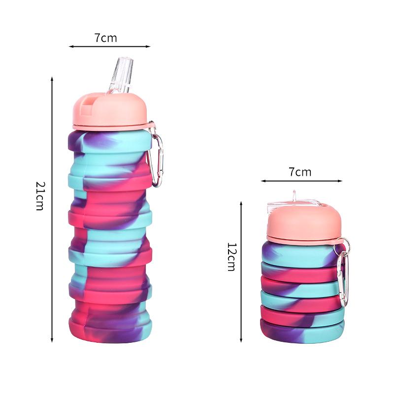 

Фитнес Спортивная бутылка для воды Силиконовая складная чашка для питья Открытый путешествия Восхождение Велосипедная бутылка Камуфляжный складной чайник