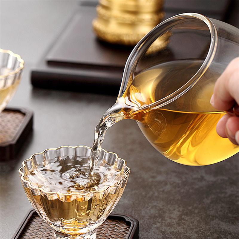 300ml Removable Side Wooden Handle High Borosilicate Glass Fair Cup Tea Dispenser Chahai Kung Fu Tea Set Accessories Teaware