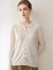 Kangsai Ni Women's 100% Pure Cashmere Round Neck Cable Knit Cardigan for Autumn/Winter