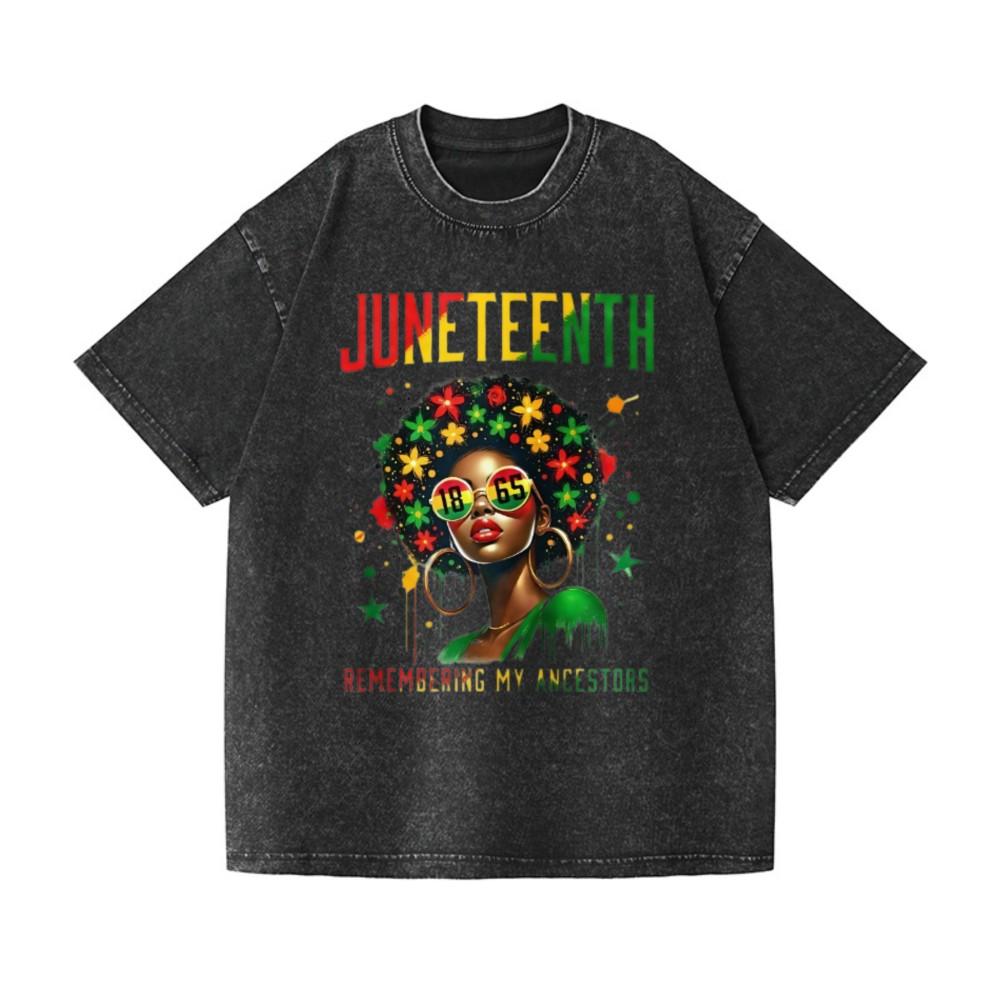 Juneteenth Remembering My Ancestors Washed Cotton T-Shirt S разноцветный