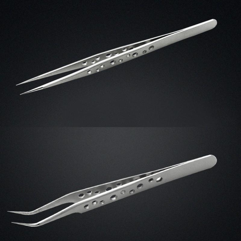 5Pcs Electronics Industrial Tweezers Anti-static ESD Curved Straight Tip Precision Stainless Steel Forceps Phone Repair