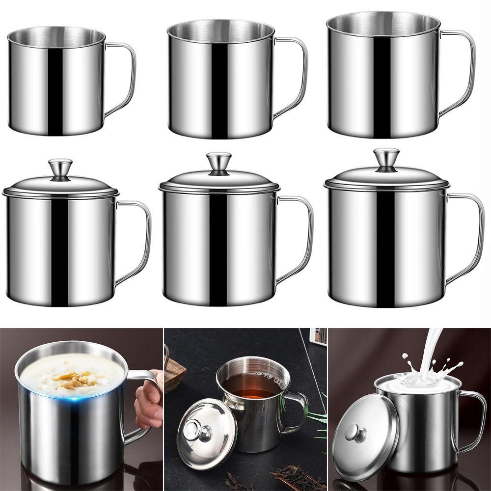 New 350-1250ml Mug 304 Stainless Steel With Lid Tea Cup Handle Design Water Cup Travel