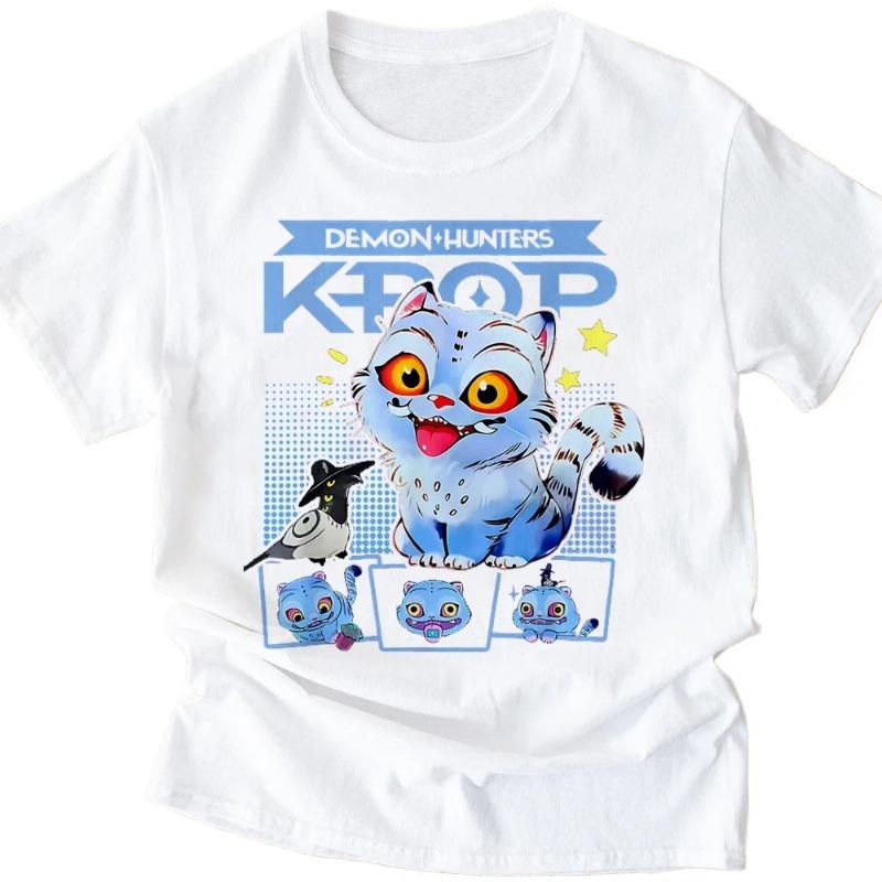 Kpop Demon Hunter T-shirts Tiger Print Breathable Men O-Neck Casual Soft Tops