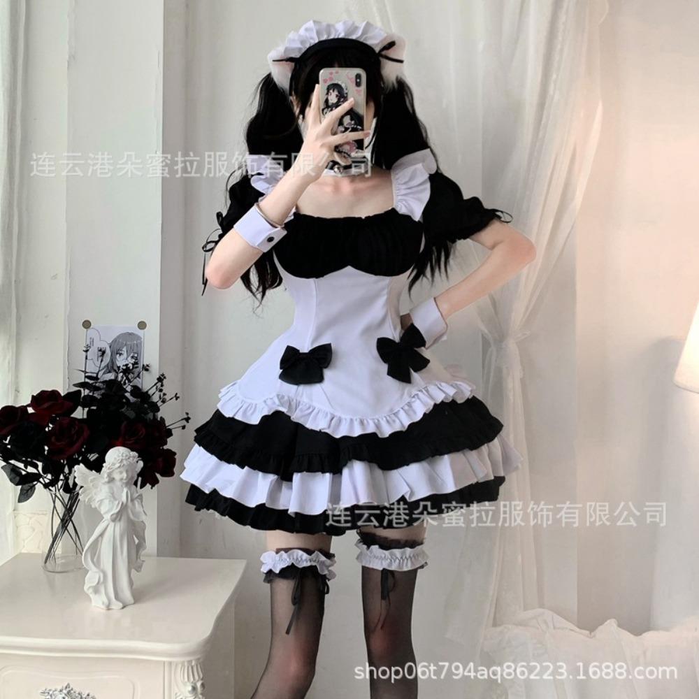 Domila Sexy Dessous Sexy Perspektive Schulter Lolita Pilz Spitze Dienstmädchen Uniform Anzug Verführung