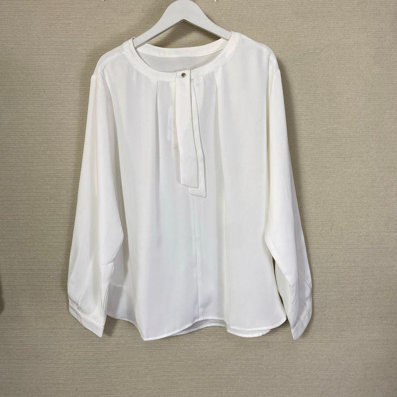 Export Export Original Order Leftover Stock Customer Supply Fabric Ribbon Pullover Long Sleeves Shirt Women's Stylish Business All-Matching Shirt