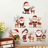 Indoor Christmas Scene Wall Stickers, Watercolor Santa Claus Reindeer Decals, Self-Adhesive Festive Decorations Stickers for Living Room Bedroom