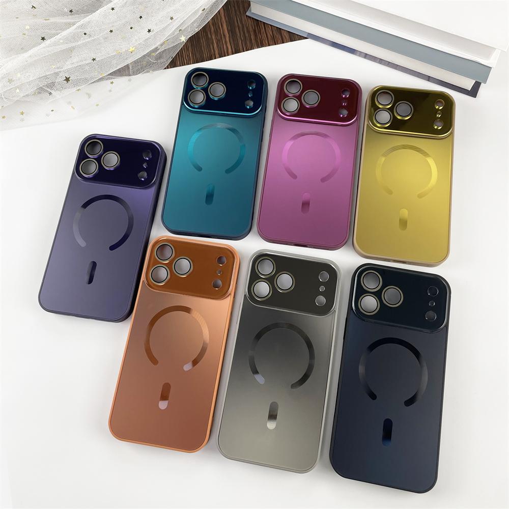 Laser Matte For Magsafe Wireless Charging Phone Case For iPhone 17 16 15 14 13 Pro Max Glass Full Lens Protection Cover