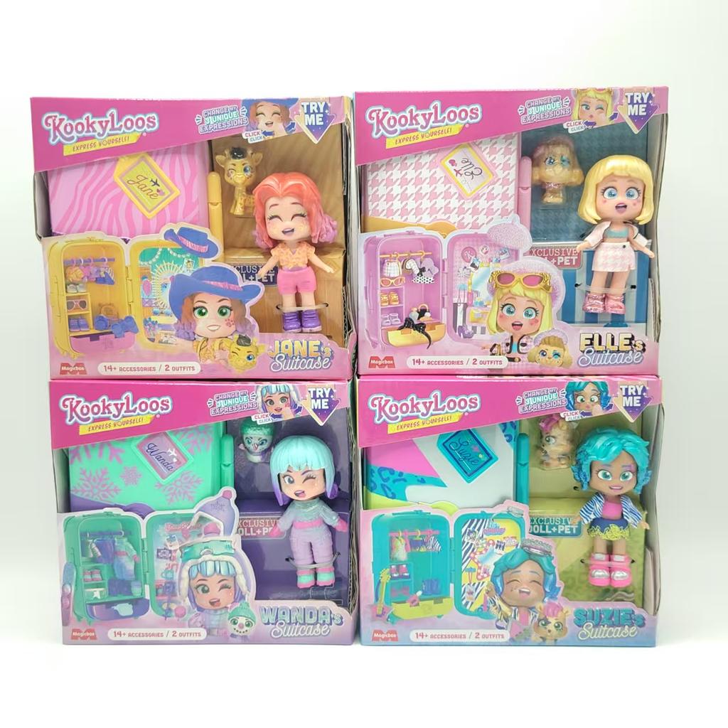 Kookyloos Suitcase Dolls Express Yourself Doll Collection Change Expressions Outfits Headband Plus Dog Pet Girls Surprise Birth Date Present
